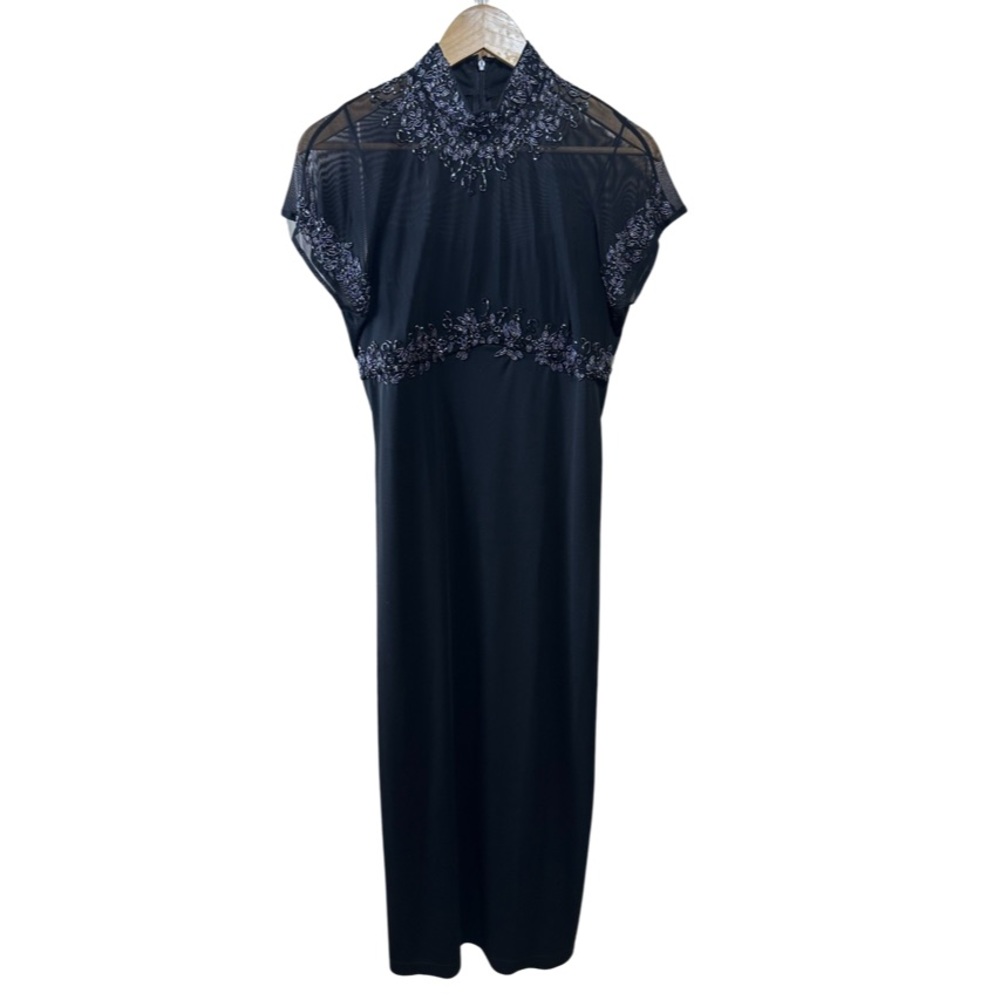 Stenay Vintage Formal Full Length Black Beaded Gown Size: 12